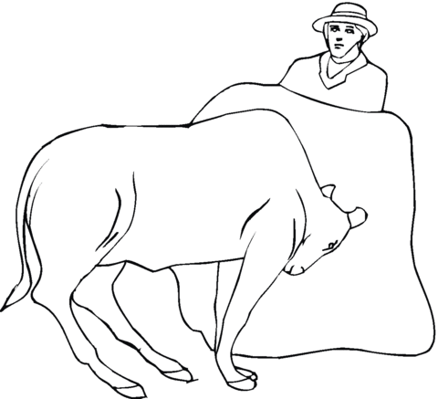 Bullfighter And Bull Coloring Page